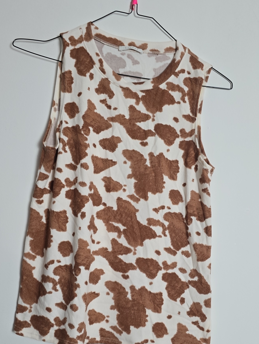 heyday Brown and White Cow Print Sleeveless Tank